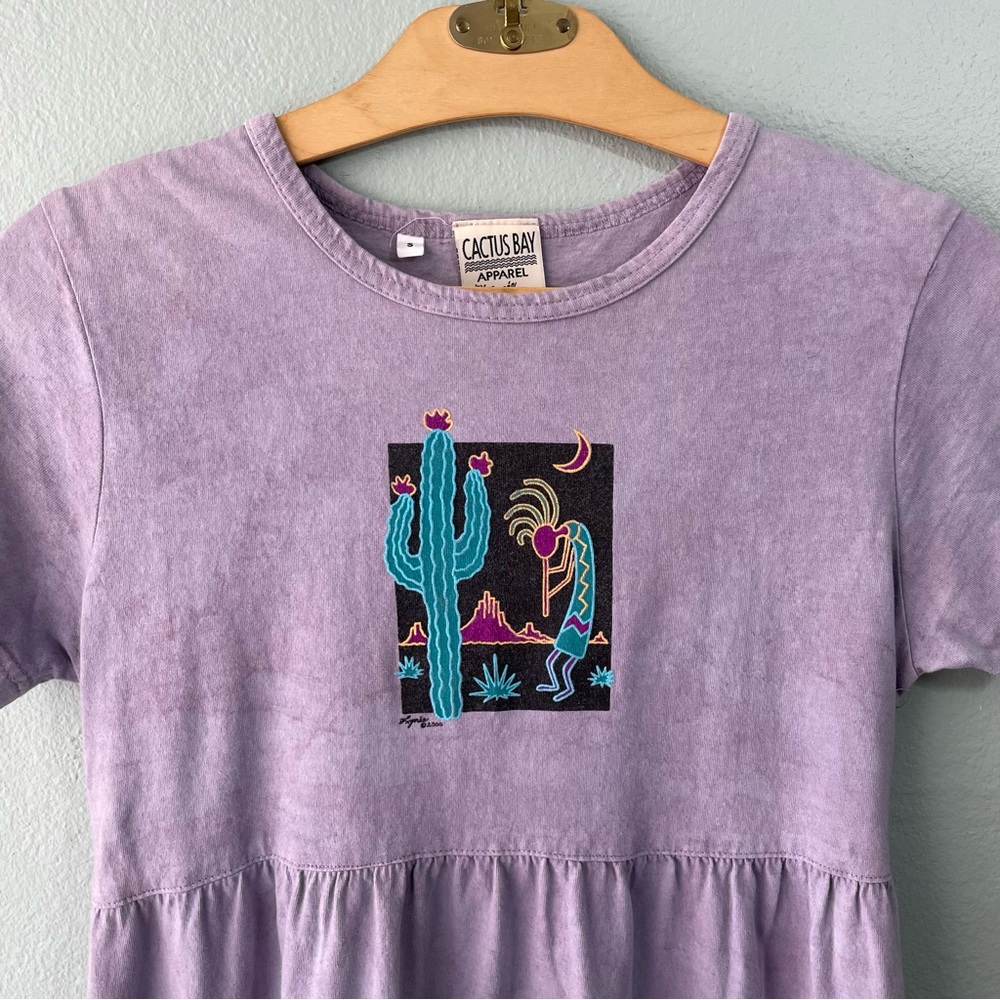 Cactus Bay | Lynée 2000s Southwestern Purple Desert Kokopelli Cactus Maxi Dress